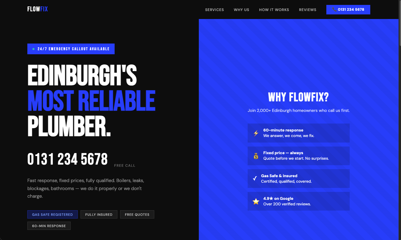 FlowFix Plumbing website preview