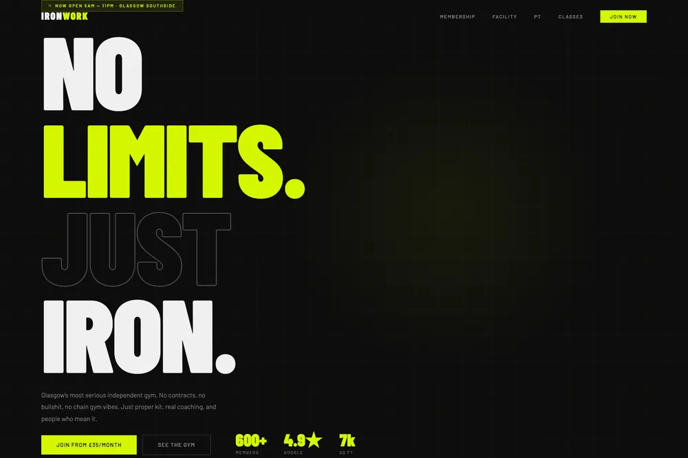Ironwork Strength gym website preview