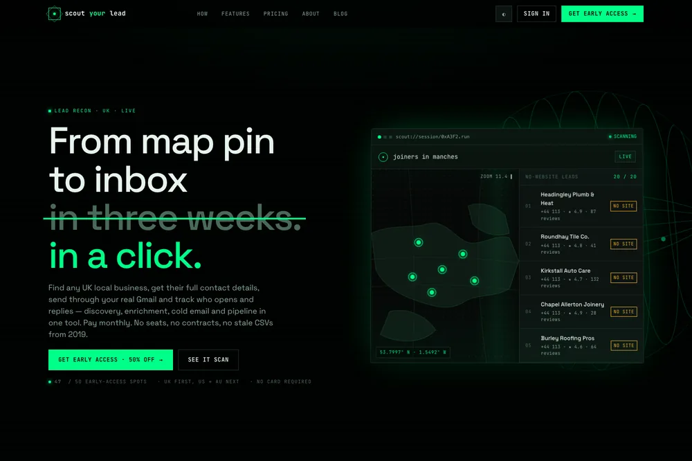 Scout Your Lead website preview